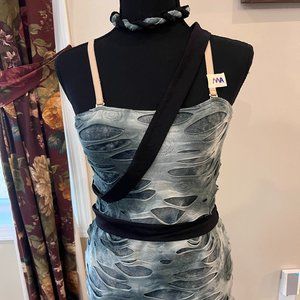 Adult Medium Dance top "shipwrecked" headband/wrist accessories